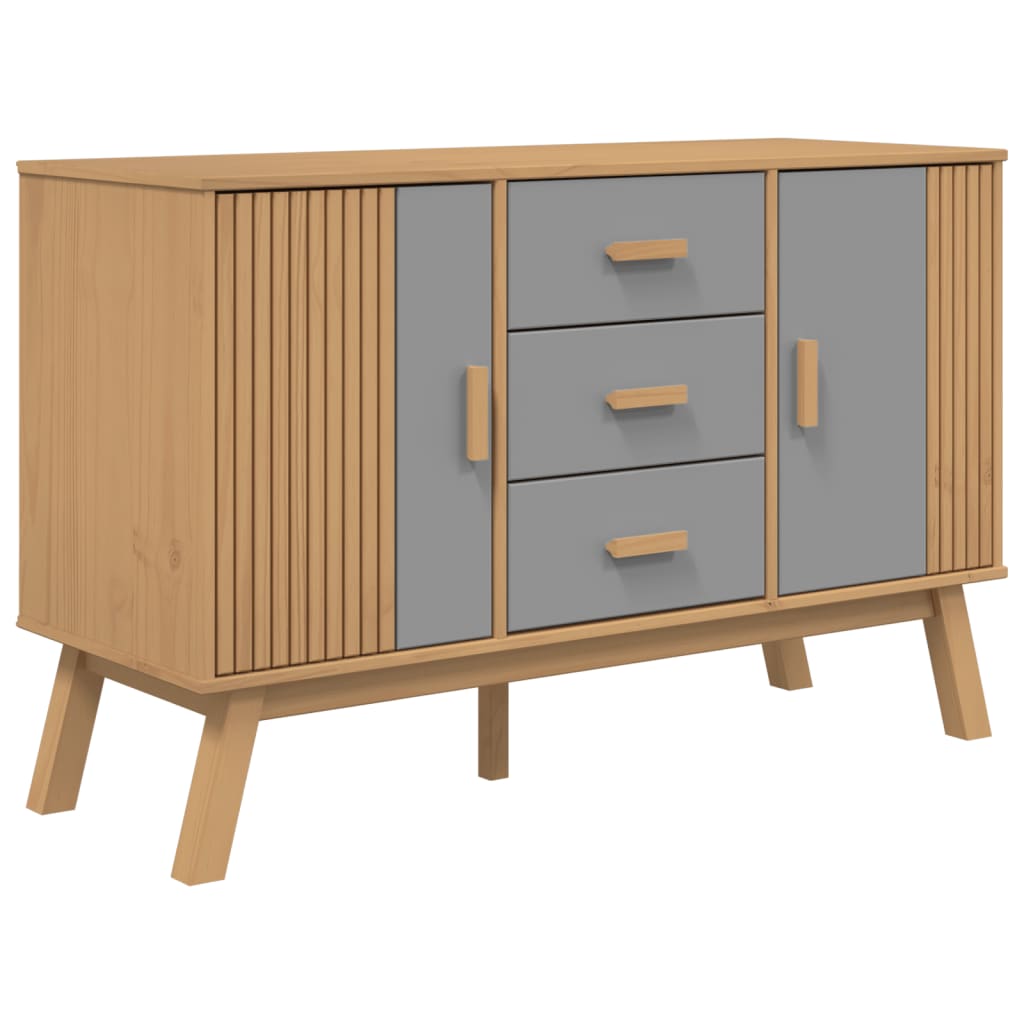 Buffet OLDEN gris et marron 114x43x73,5 cm bois massif de pin - XIOS