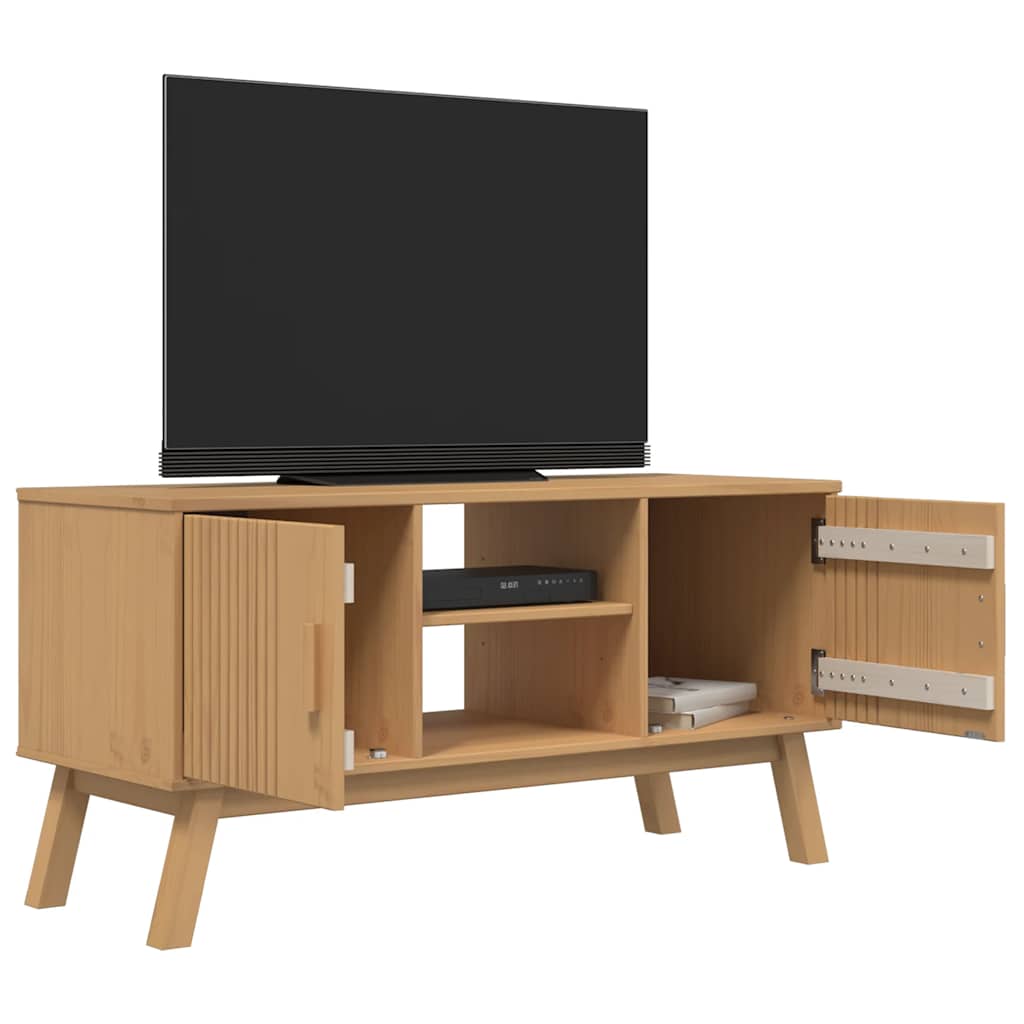 Meuble TV OLDEN marron 114x43x57 cm bois de pin massif - XIOS