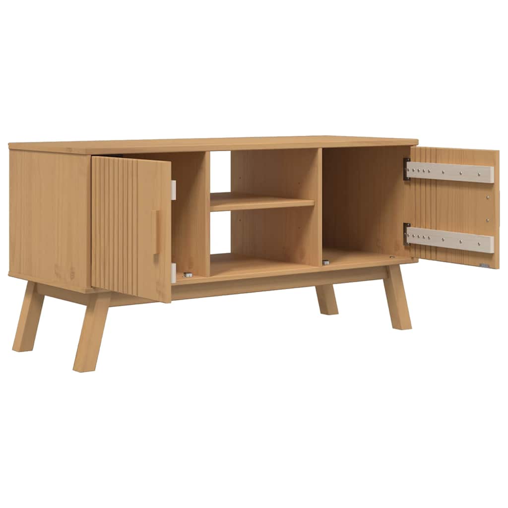 Meuble TV OLDEN marron 114x43x57 cm bois de pin massif - XIOS