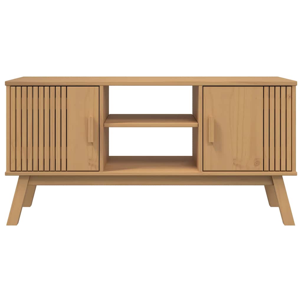 Meuble TV OLDEN marron 114x43x57 cm bois de pin massif - XIOS