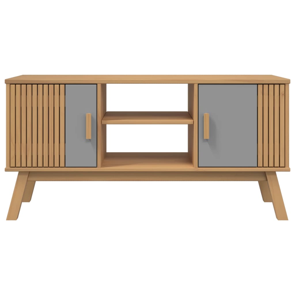Meuble TV OLDEN gris et marron 114x43x57 cm bois de pin massif Meubles TV vidaXL   