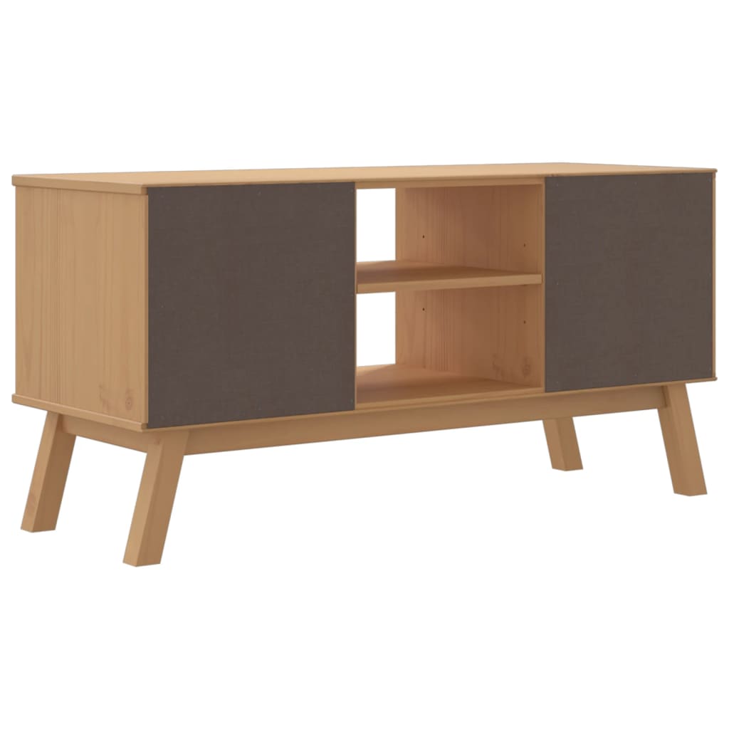 Meuble TV OLDEN gris et marron 114x43x57 cm bois de pin massif Meubles TV vidaXL   
