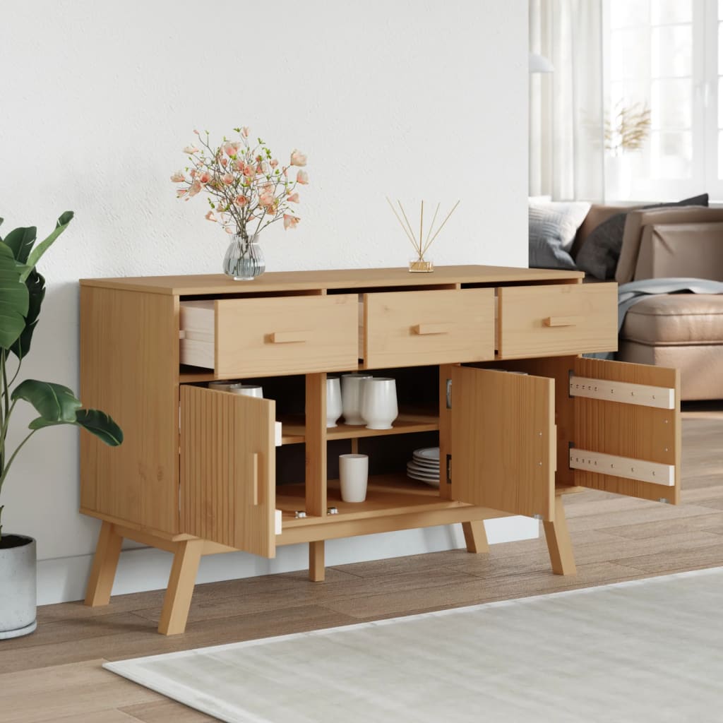 Buffet OLDEN marron 114x43x73,5 cm bois massif de pin - XIOS