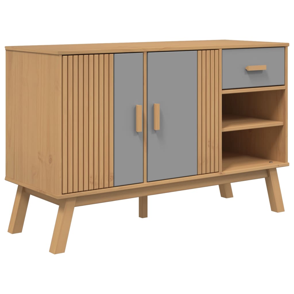 Buffet OLDEN gris et marron 114x43x73,5 cm bois massif de pin - XIOS
