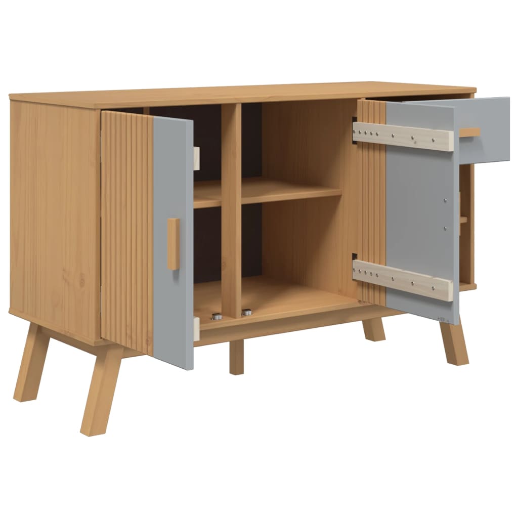 Buffet OLDEN gris et marron 114x43x73,5 cm bois massif de pin - XIOS