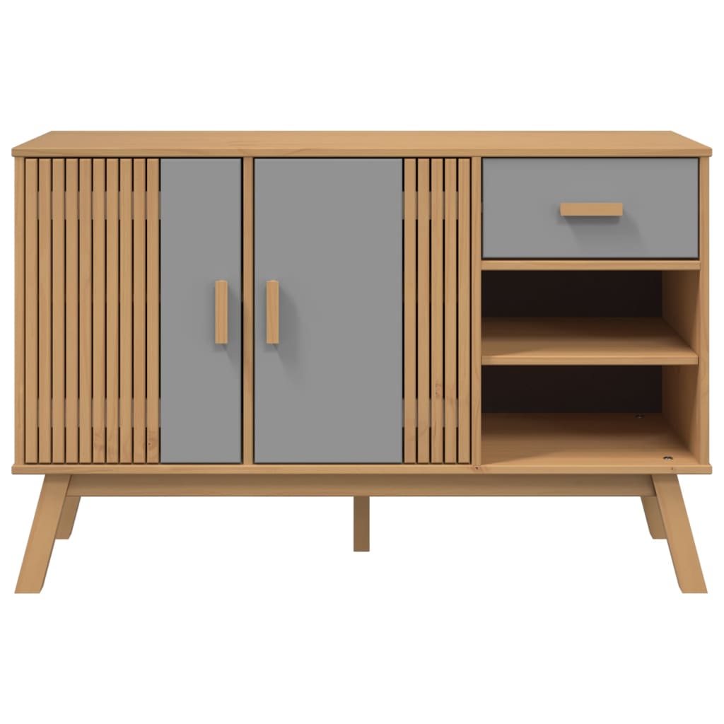 Buffet OLDEN gris et marron 114x43x73,5 cm bois massif de pin - XIOS