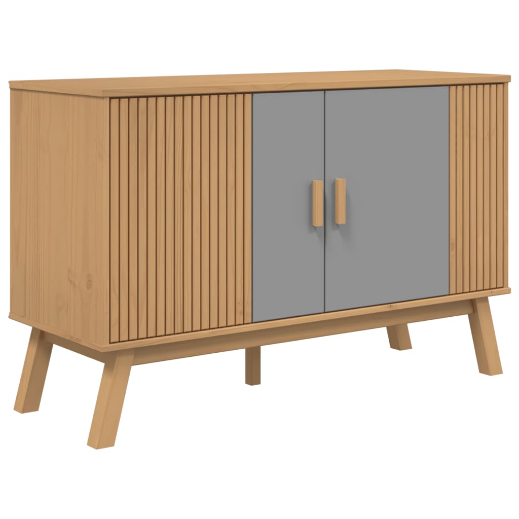 Buffet OLDEN gris et marron 114x43x73,5 cm bois massif de pin - XIOS