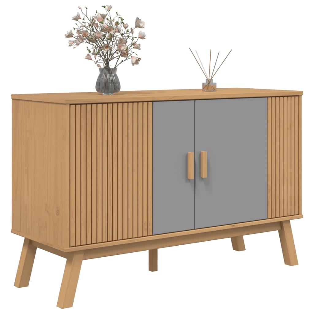 Buffet OLDEN gris et marron 114x43x73,5 cm bois massif de pin - XIOS