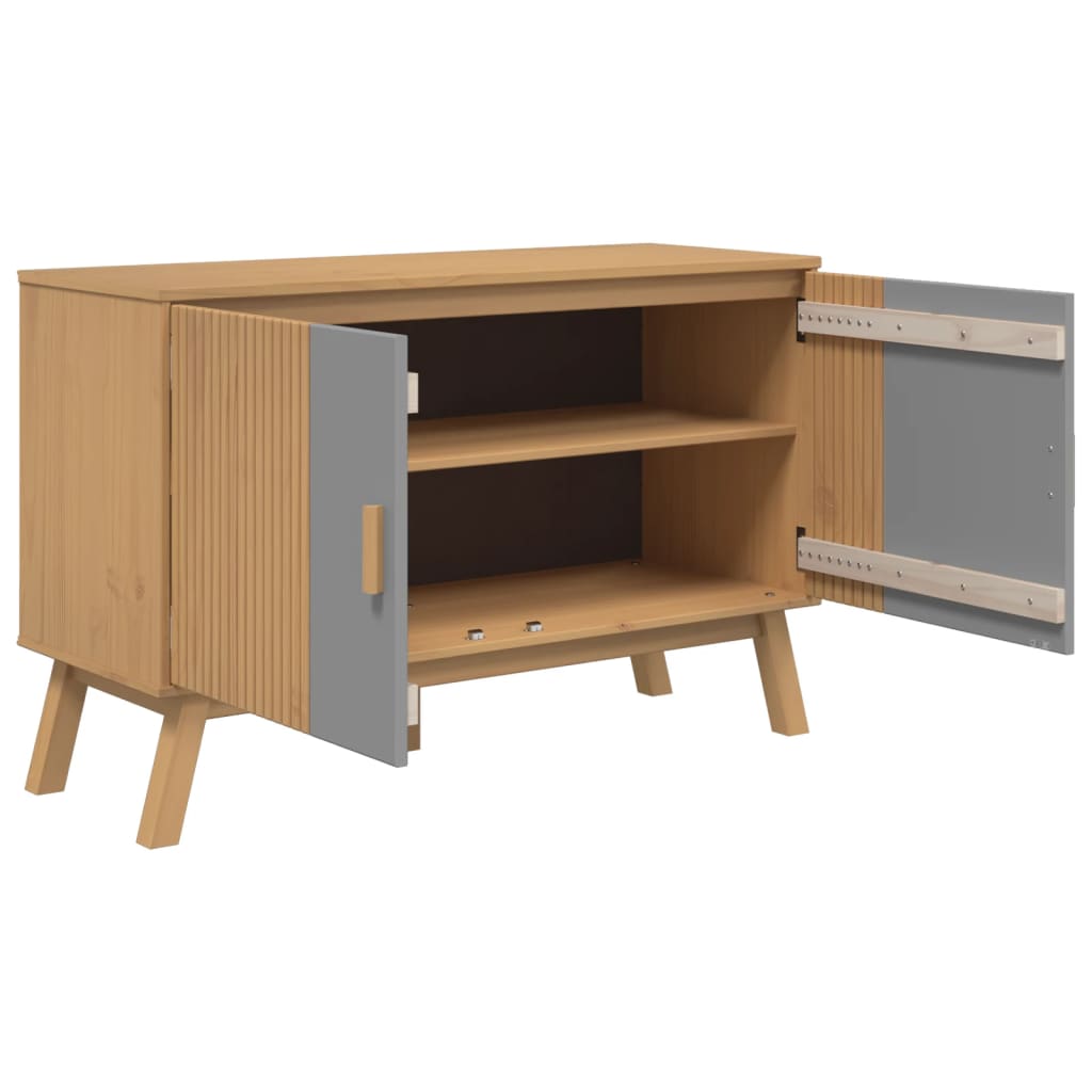Buffet OLDEN gris et marron 114x43x73,5 cm bois massif de pin - XIOS
