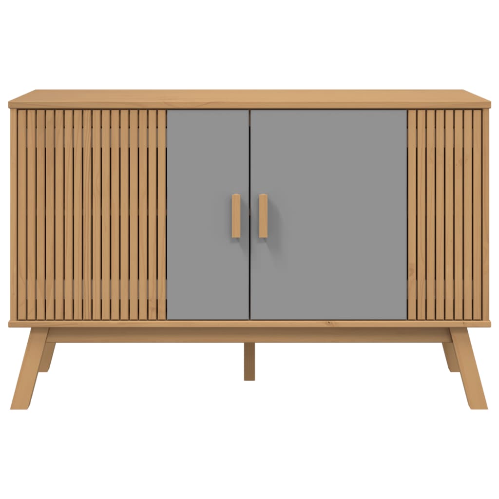 Buffet OLDEN gris et marron 114x43x73,5 cm bois massif de pin - XIOS