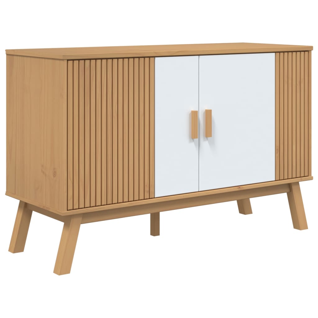 Buffet OLDEN blanc et marron 114x43x73,5 cm bois massif de pin - XIOS