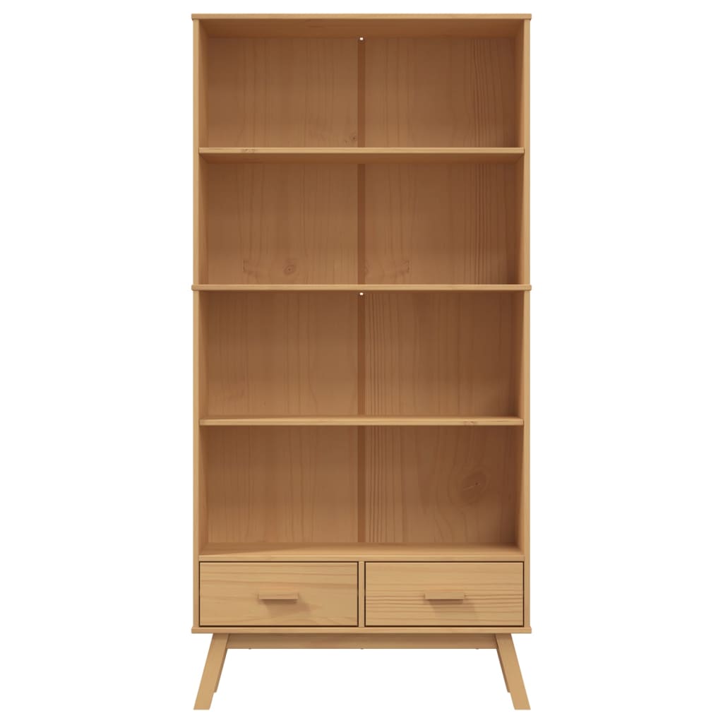 Bibliothèque à 4 niveaux OLDEN marron bois de pin massif - XIOS