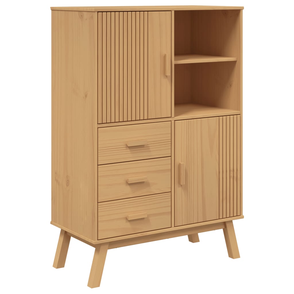 Buffet haut OLDEN marron 85x43x125 cm bois massif de pin - XIOS