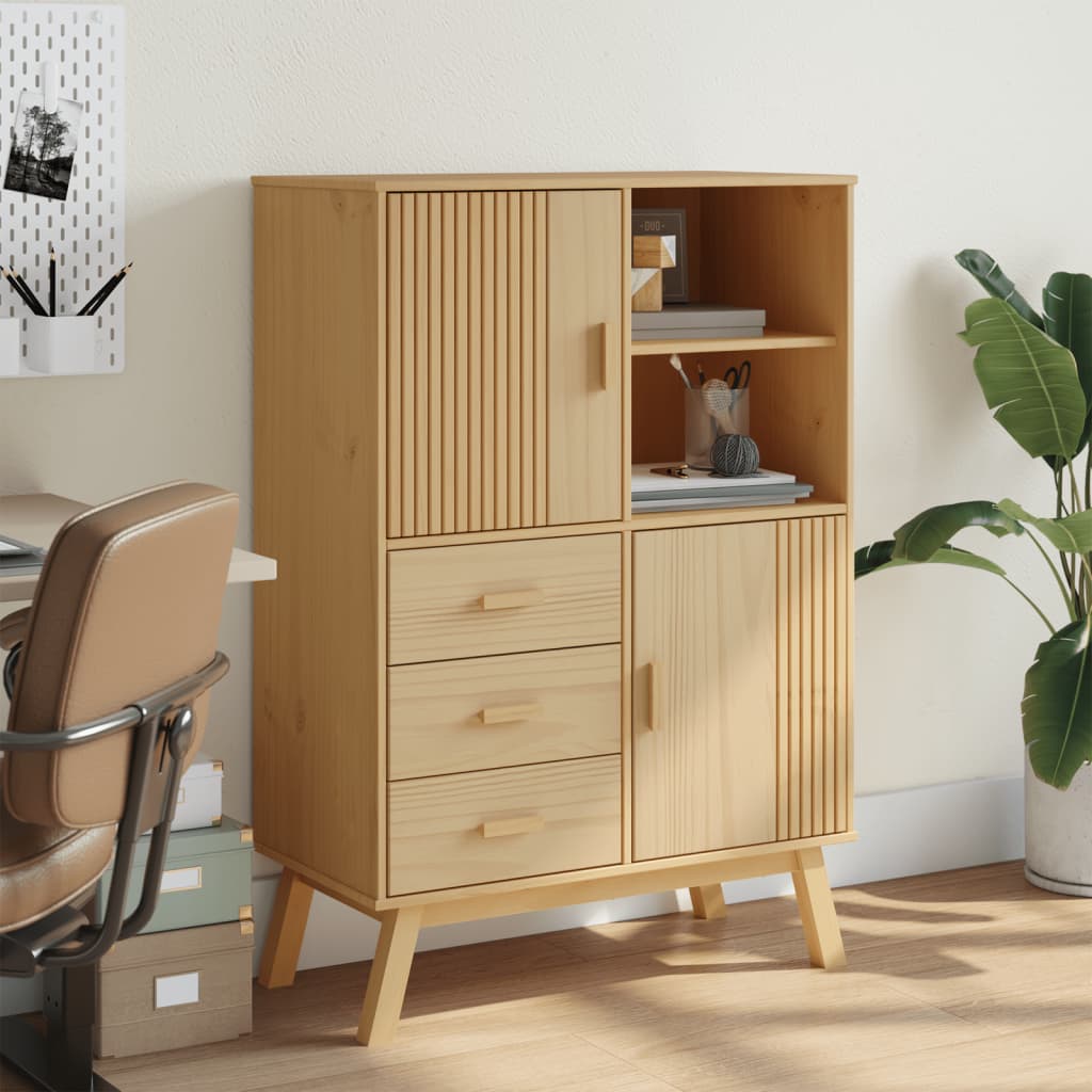 Buffet haut OLDEN marron 85x43x125 cm bois massif de pin - XIOS