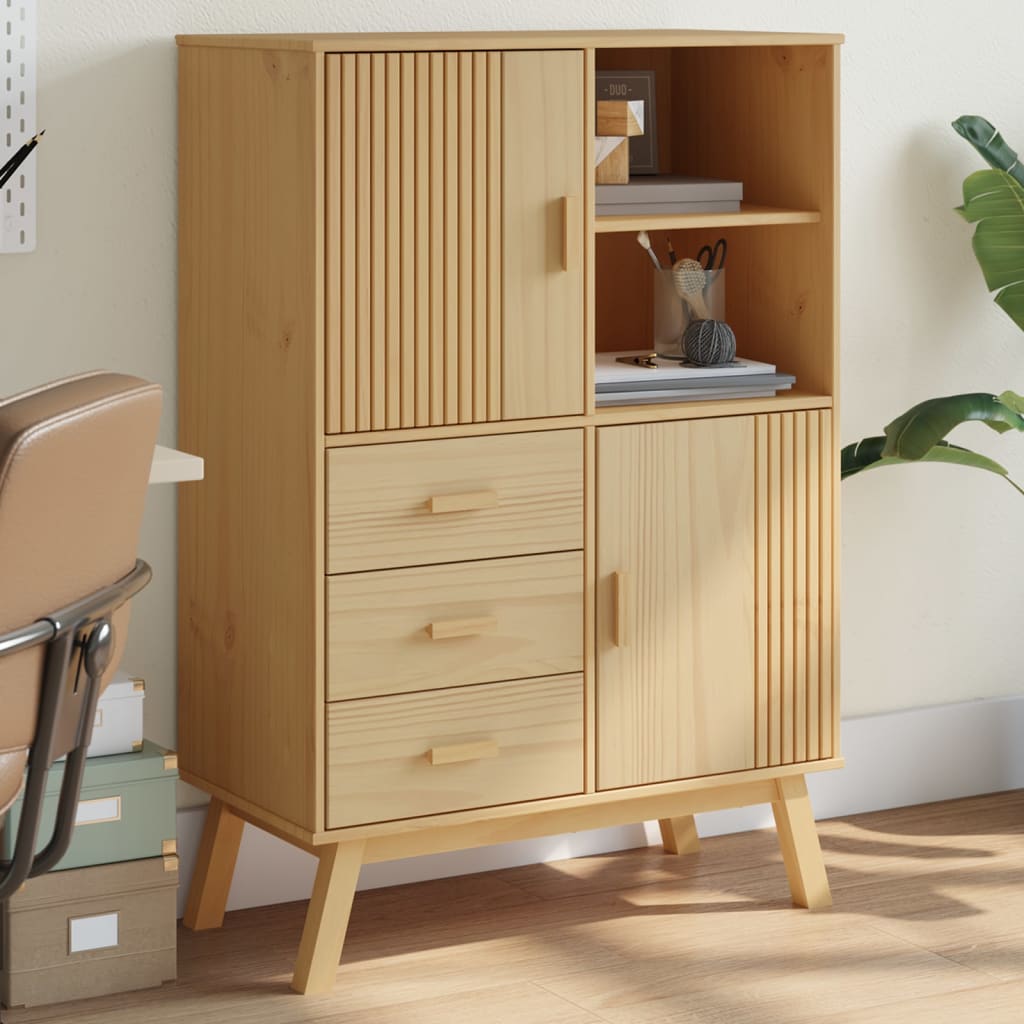 Buffet haut OLDEN marron 85x43x125 cm bois massif de pin - XIOS