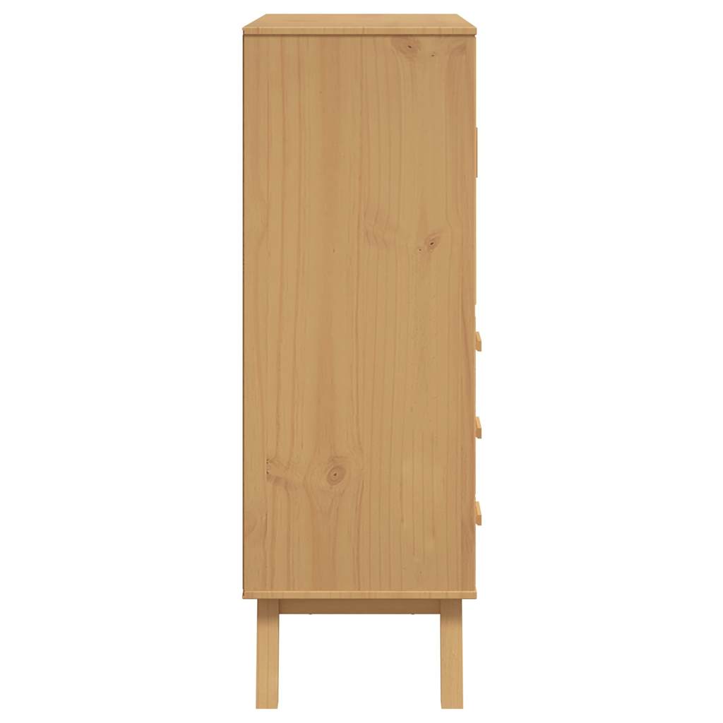 Buffet haut OLDEN gris et marron 85x43x125cm bois massif de pin - XIOS