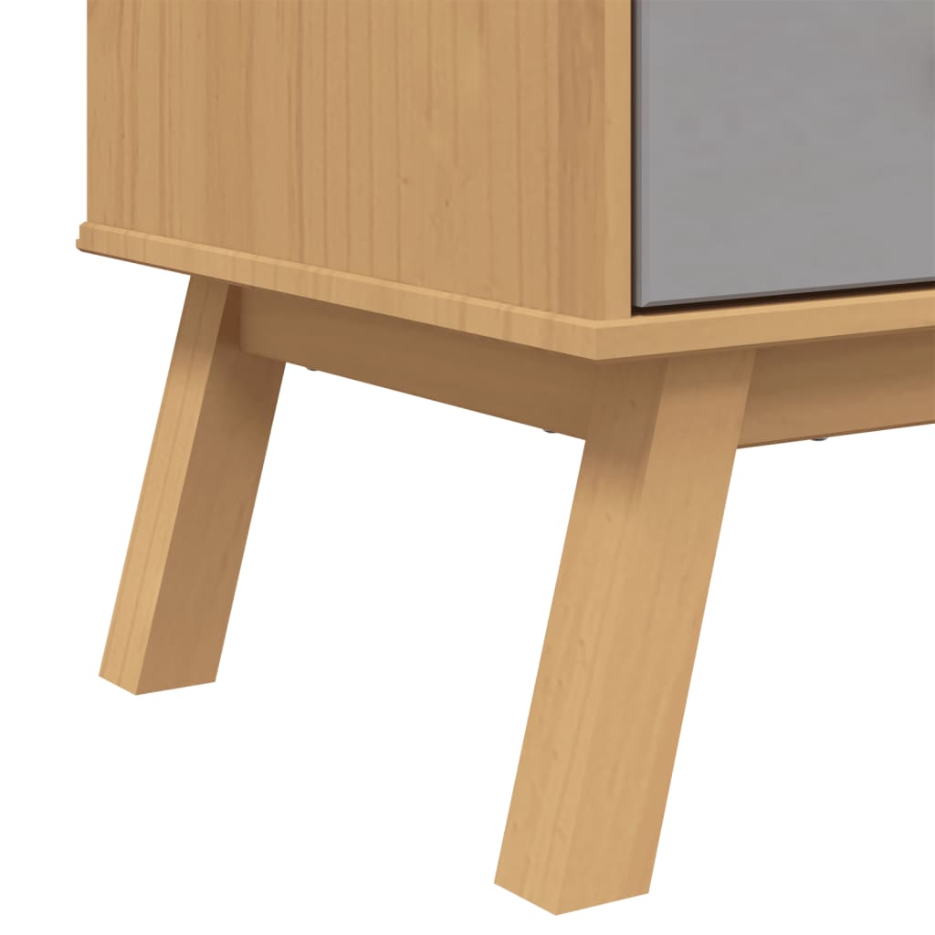 Buffet haut OLDEN gris et marron 85x43x125cm bois massif de pin - XIOS