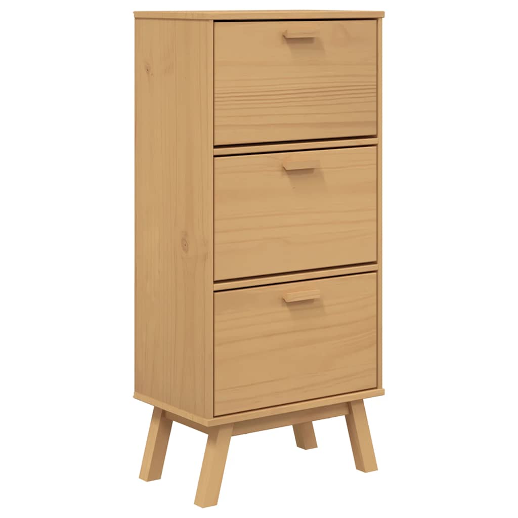 Armoire à chaussures OLDEN marron 55x35x120 cm bois pin massif - XIOS