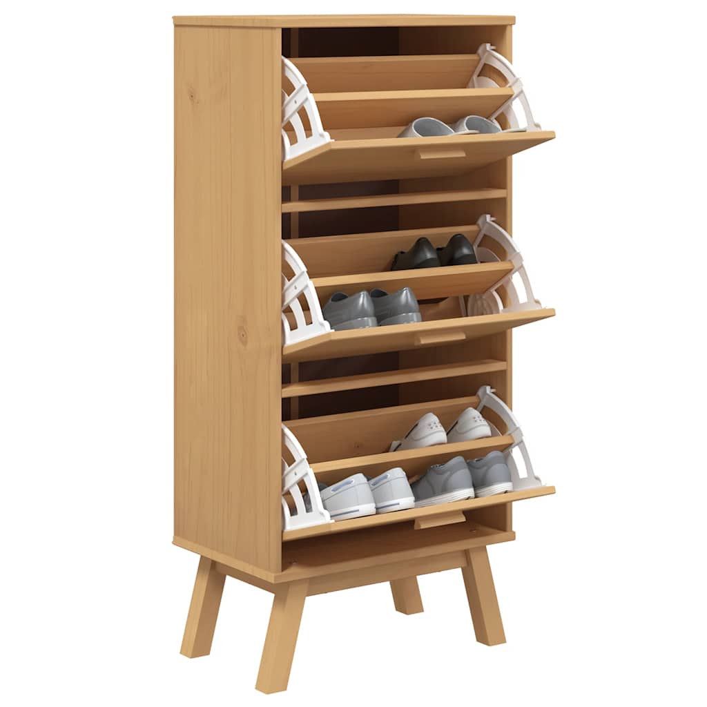 Armoire à chaussures OLDEN marron 55x35x120 cm bois pin massif - XIOS