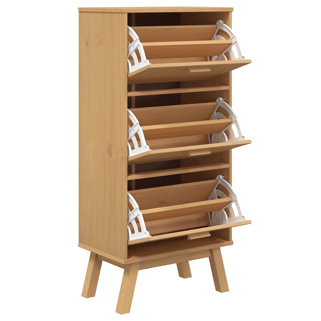 Armoire à chaussures OLDEN marron 55x35x120 cm bois pin massif - XIOS