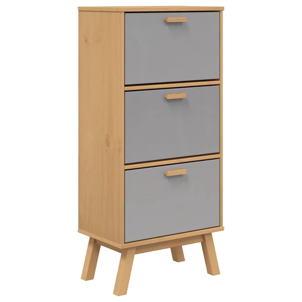 Armoire à chaussures OLDEN gris et marron bois massif de pin - XIOS