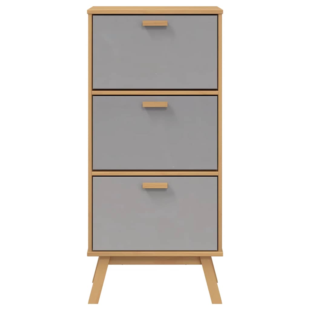 Armoire à chaussures OLDEN gris et marron bois massif de pin - XIOS