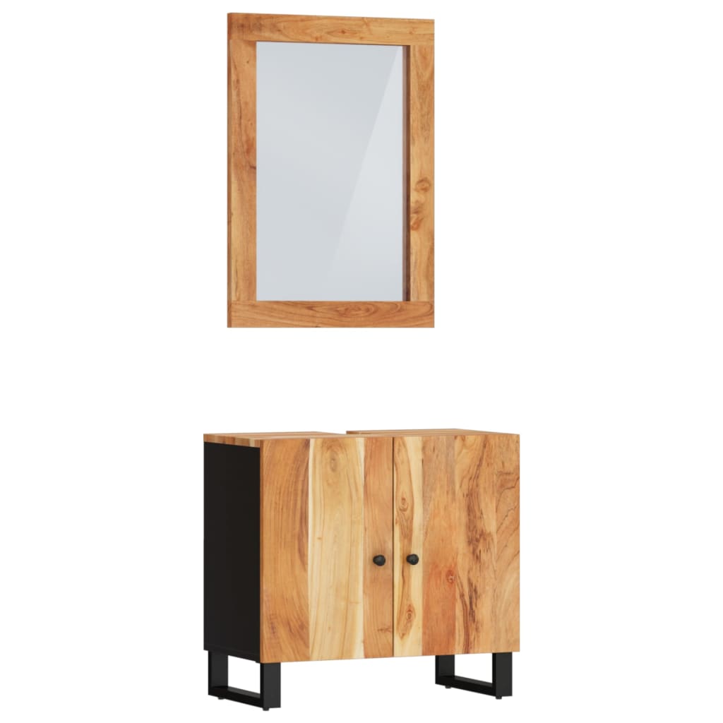 Ensemble de meubles de salle de bain 2 pcs bois massif d'acacia