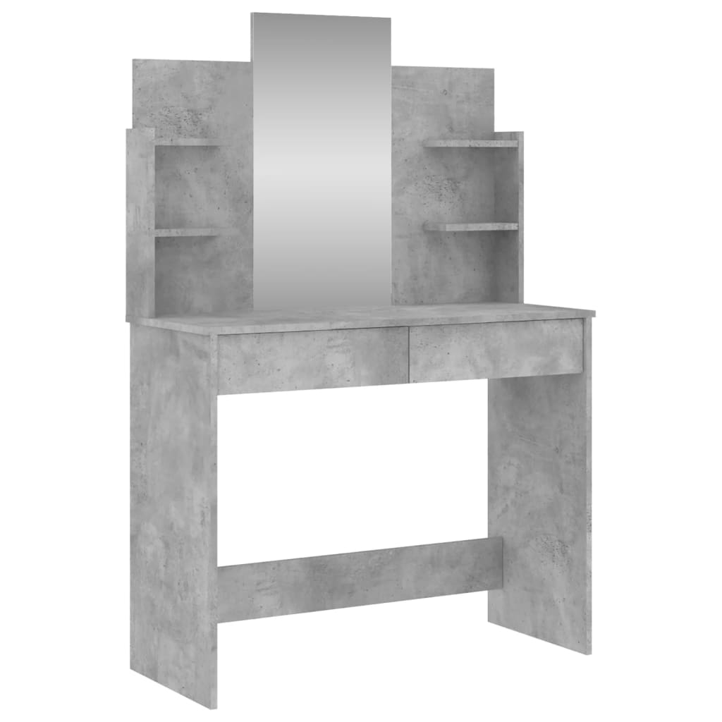 Coiffeuse avec miroir gris béton 96x39x142 cm - XIOS