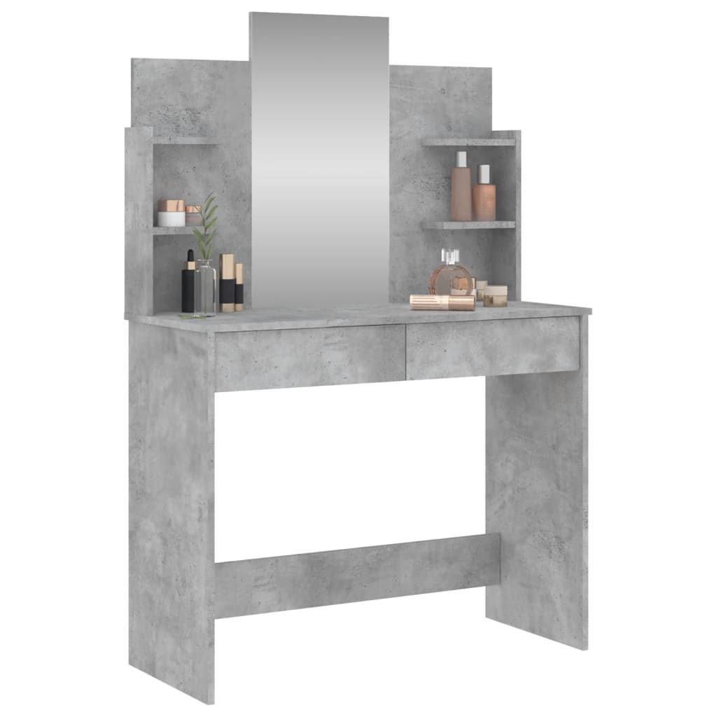 Coiffeuse avec miroir gris béton 96x39x142 cm - XIOS
