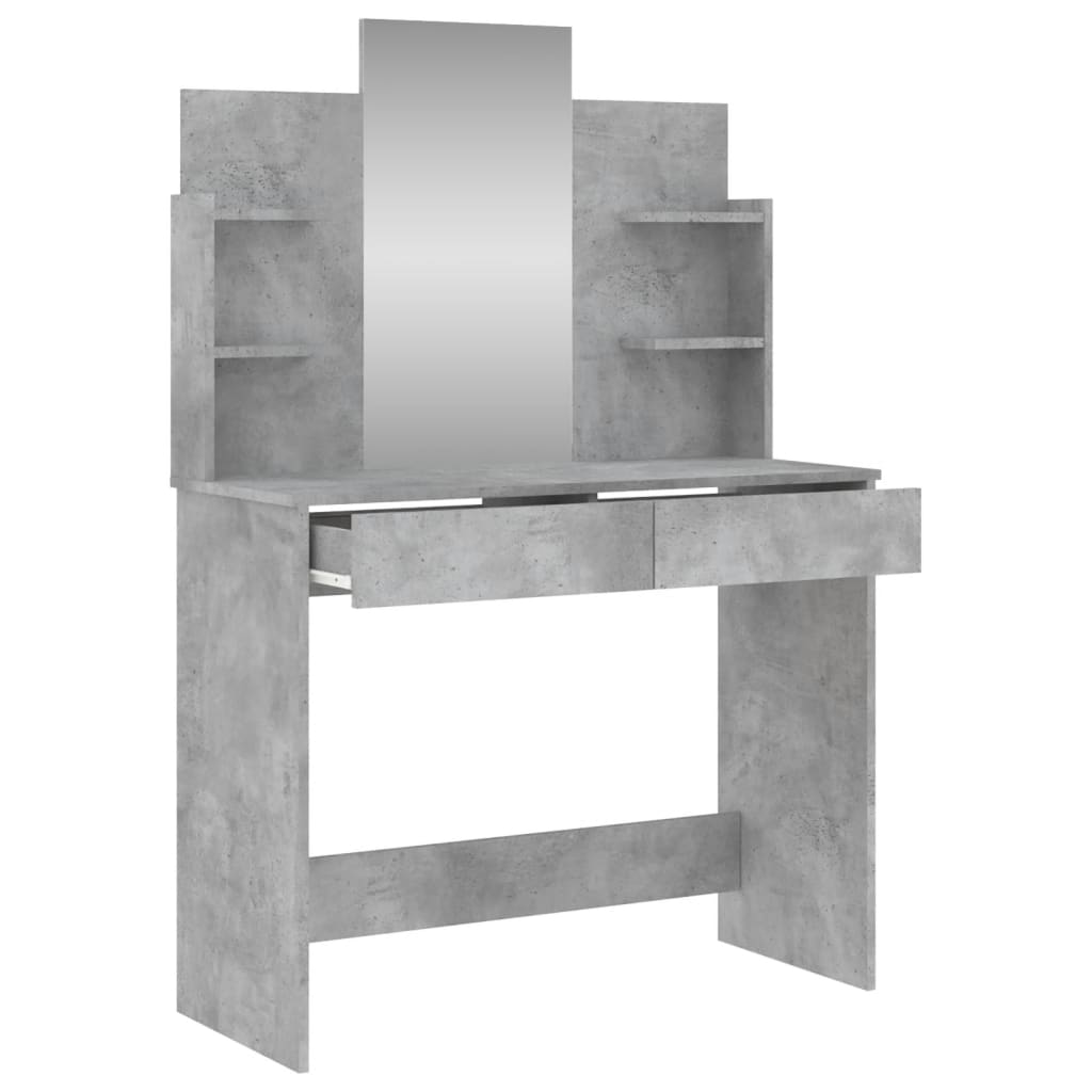 Coiffeuse avec miroir gris béton 96x39x142 cm - XIOS
