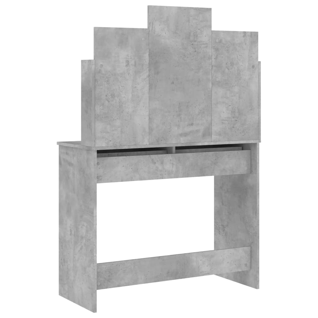 Coiffeuse avec miroir gris béton 96x39x142 cm - XIOS