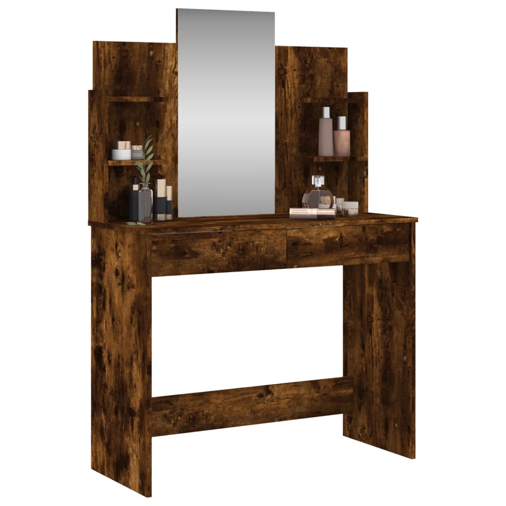Coiffeuse avec miroir chêne fumé 96x39x142 cm - XIOS