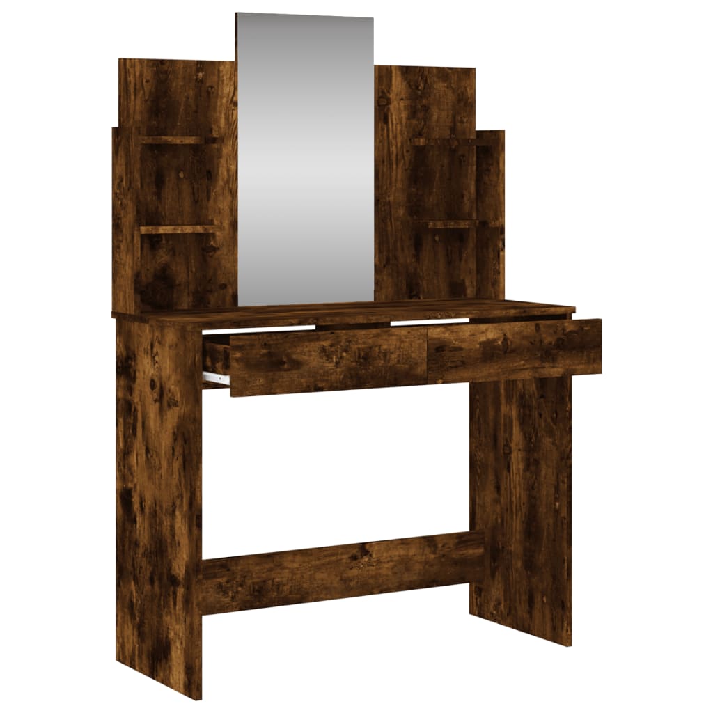 Coiffeuse avec miroir chêne fumé 96x39x142 cm - XIOS