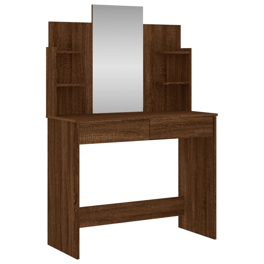 Coiffeuse avec miroir chêne marron 96x39x142 cm - XIOS