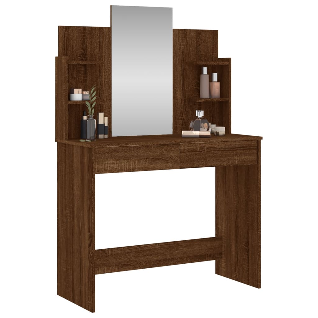 Coiffeuse avec miroir chêne marron 96x39x142 cm - XIOS