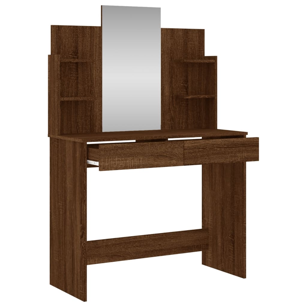 Coiffeuse avec miroir chêne marron 96x39x142 cm - XIOS