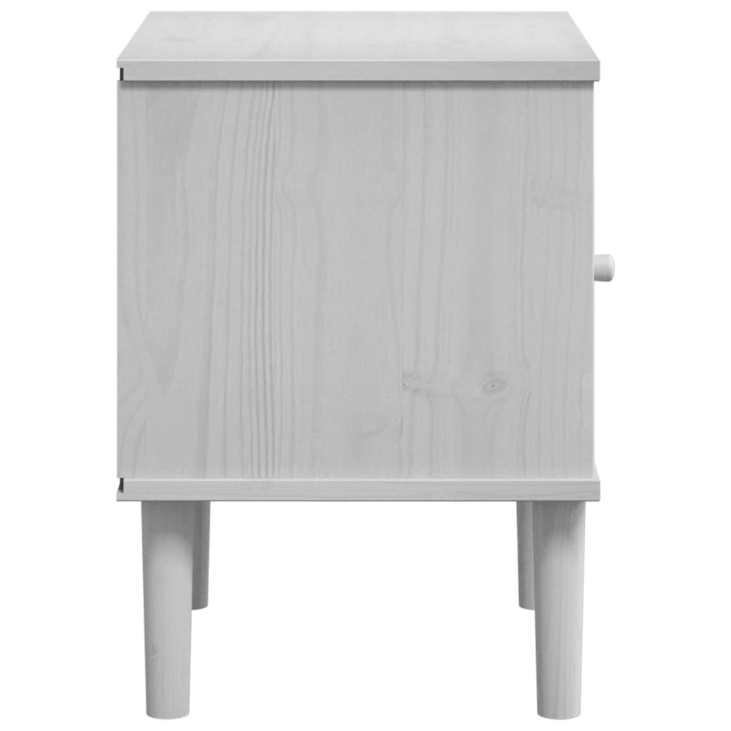 Table de chevet SENJA aspect de rotin blanc bois de pin massif - XIOS