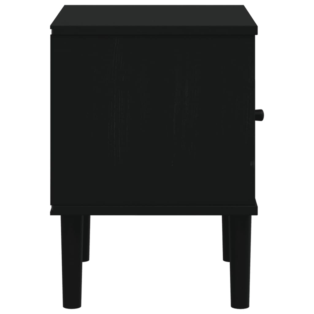 Table de chevet SENJA aspect de rotin noir bois de pin massif - XIOS