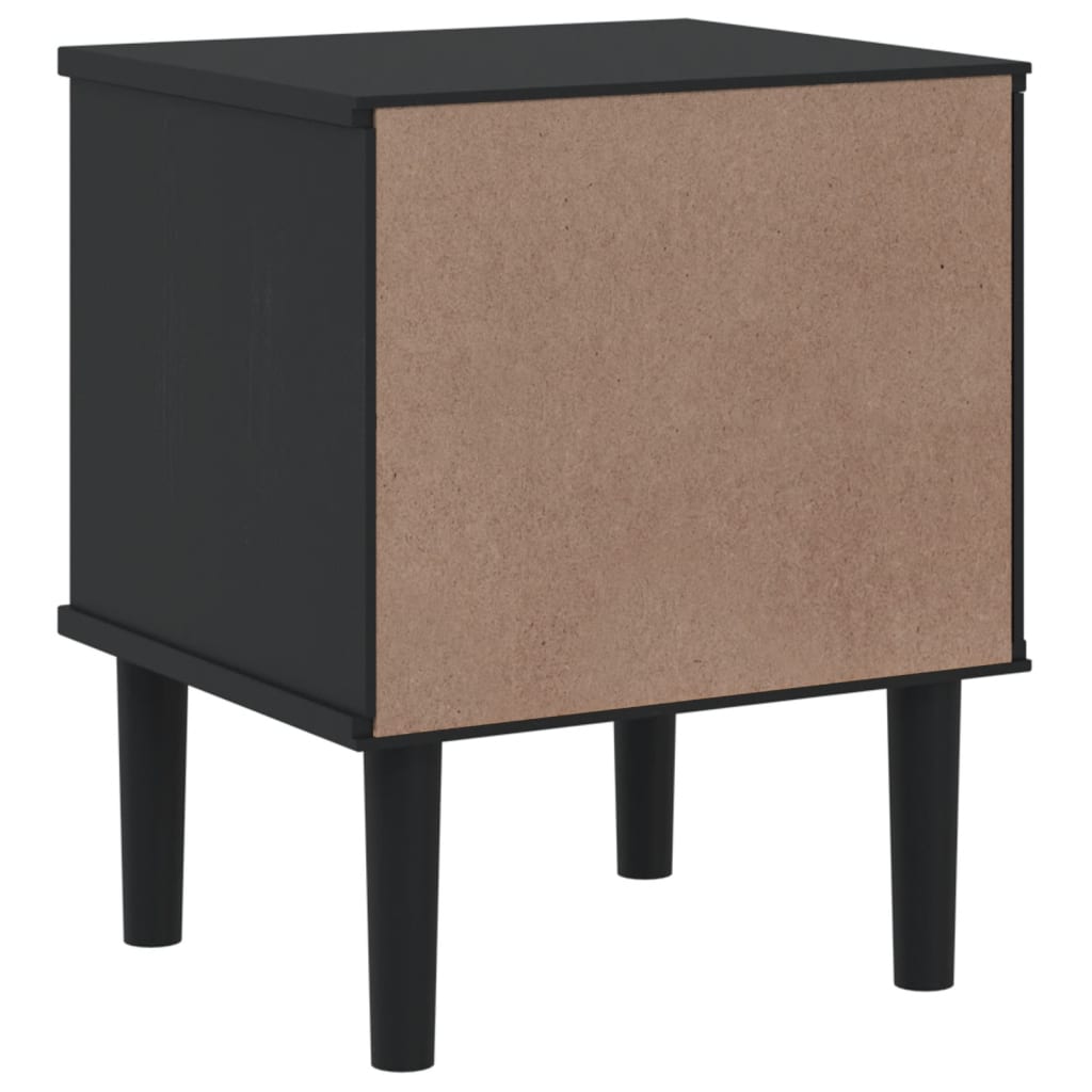 Table de chevet SENJA aspect de rotin noir bois de pin massif - XIOS