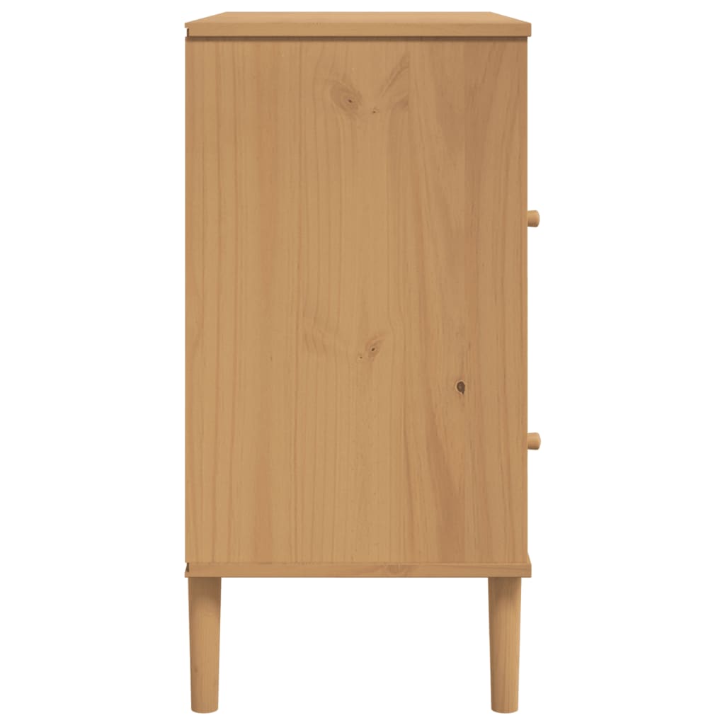 Buffet SENJA aspect rotin marron 80x40x80 cm bois massif de pin - XIOS