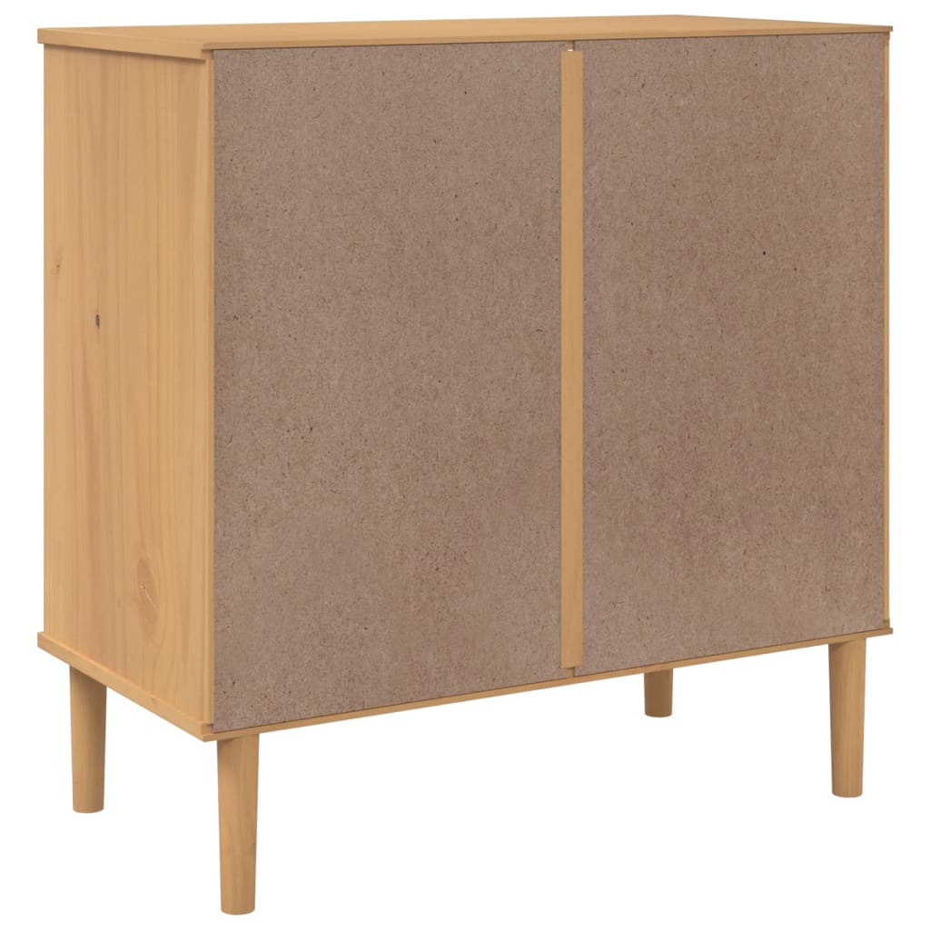 Buffet SENJA aspect rotin marron 80x40x80 cm bois massif de pin - XIOS