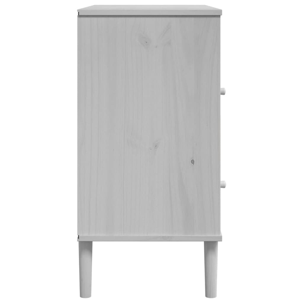 Buffet SENJA aspect rotin blanc 80x40x80 cm bois massif de pin - XIOS