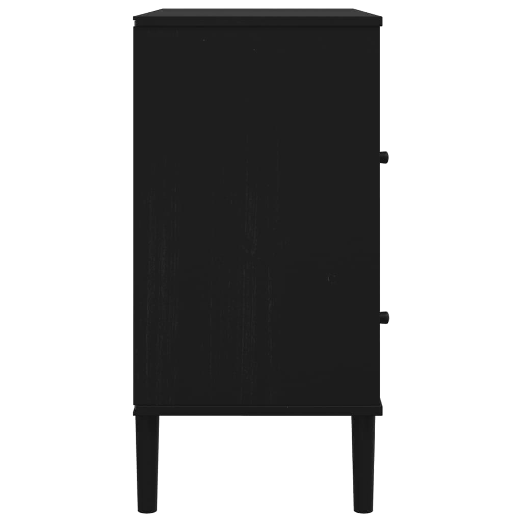 Buffet SENJA aspect rotin noir 80x40x80 cm bois massif de pin - XIOS