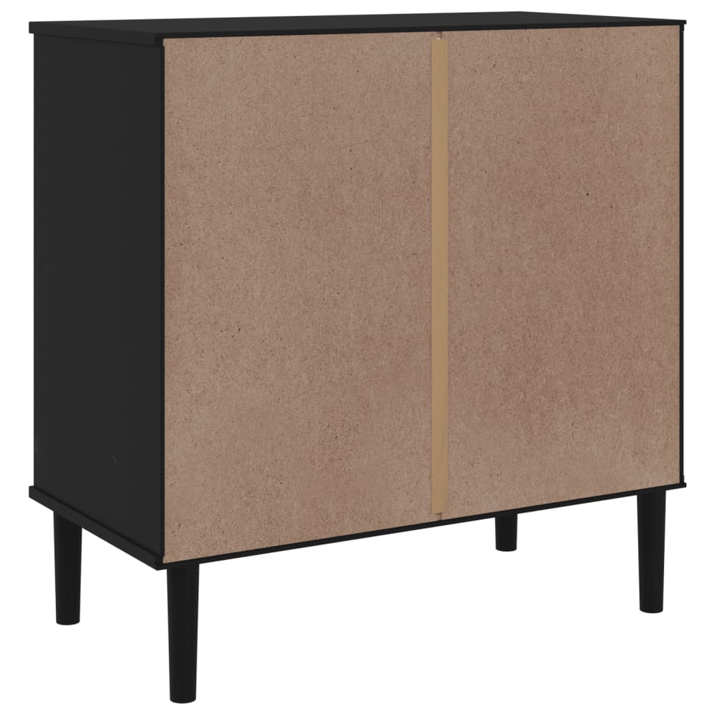 Buffet SENJA aspect rotin noir 80x40x80 cm bois massif de pin - XIOS
