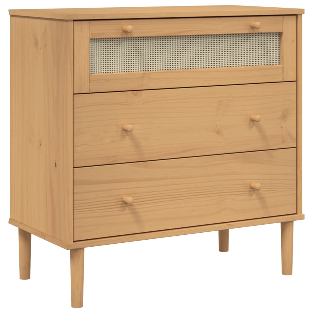 Commode SENJA aspect de rotin marron bois de pin solide - XIOS