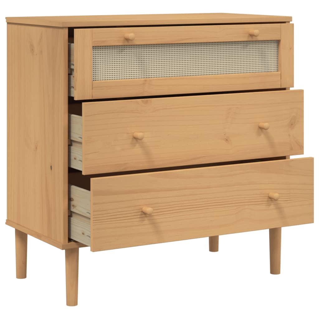 Commode SENJA aspect de rotin marron bois de pin solide - XIOS