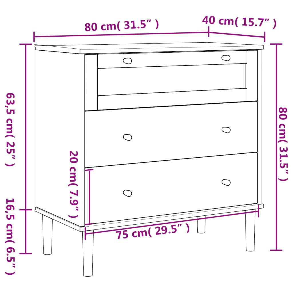 Commode SENJA aspect de rotin marron bois de pin solide - XIOS