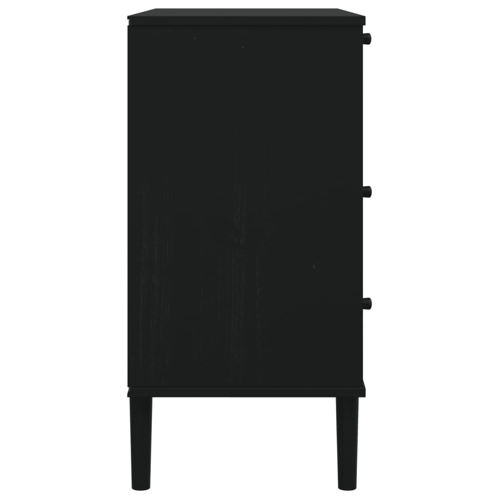 Commode SENJA aspect de rotin noir bois de pin solide - XIOS