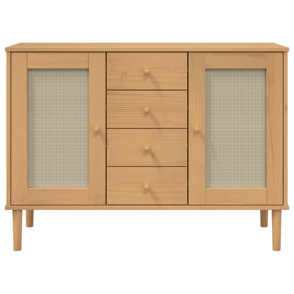 Buffet SENJA aspect rotin marron 112x40x80cm bois massif de pin - XIOS