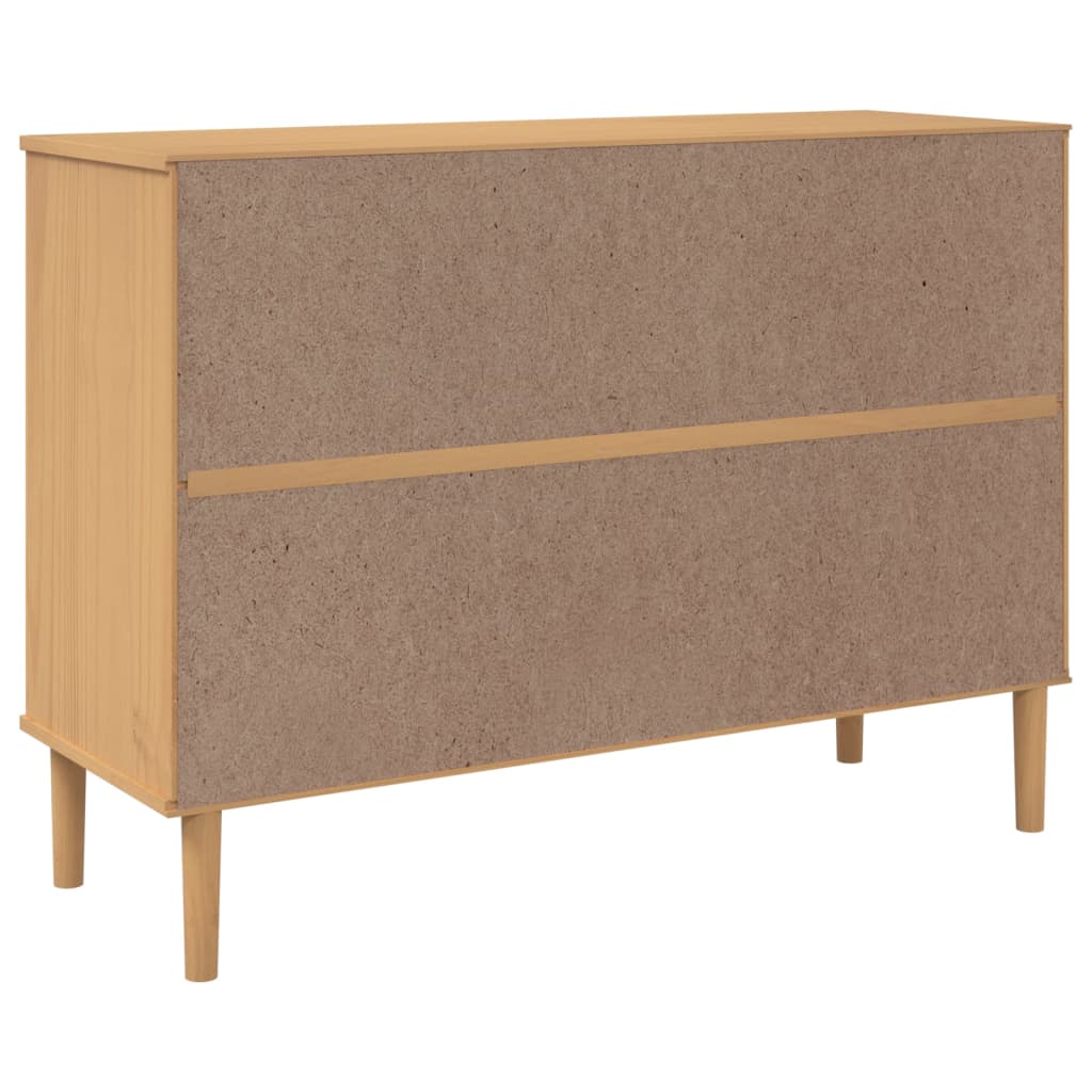 Buffet SENJA aspect rotin marron 112x40x80cm bois massif de pin - XIOS